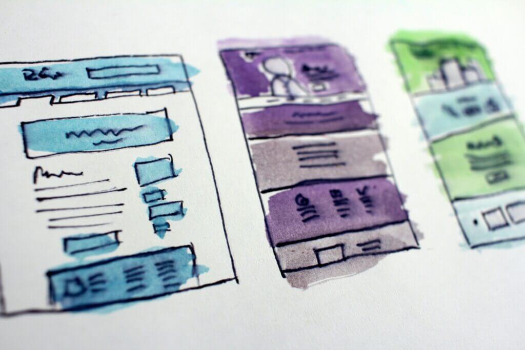 Artistic sketches of modern web design concepts